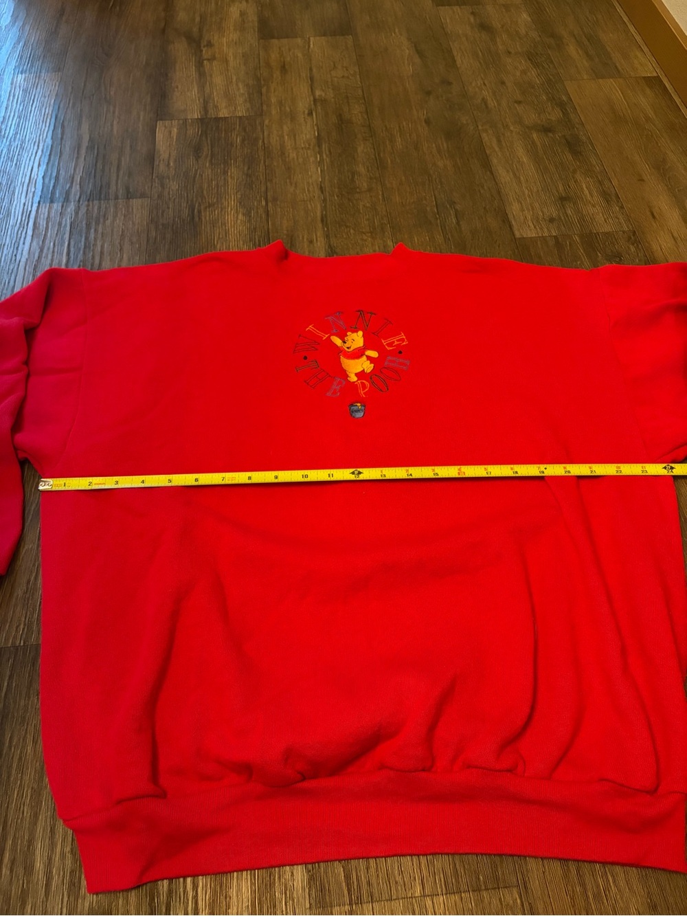 90s Women’s Winnie The Pooh 100 Acre Collection Disney Embroidered Red Crewneck - Picture 7 of 8